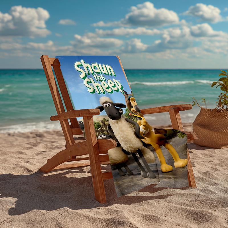 Ultra-Soft Beach Towel with Shaun the Sheep Theme,Ideal for Pool - Camping, Diving - Perfect Travel Essential, Vibrant Beach Towel.
