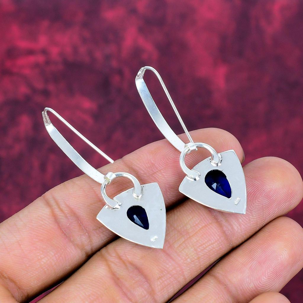 Лондонский голубой топаз 925 пробы стерлинговое серебро серьги, серьги с драгоценными камнями ручной работы, подарки для жены совершенно новые серьги