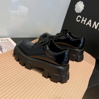 Маленькие кожаные туфли на платформе, увеличивающие рост, женские, стиль колледжа Лю Вэнь, кожаные женские туфли на шнуровке, одинарные туфли, платформа, лоферы-маффины