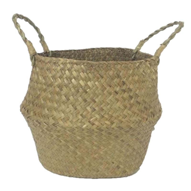 23/27/32cm Rattan Woven Hanging Flower Basket Collapsible Hanging Planter Eco-Friendly Home Clothes Storage Daily Storage Supply