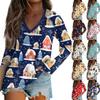 Women's Long Sleeve T-Shirt V-Neck ChristmasPrinted Casual Basic Tops