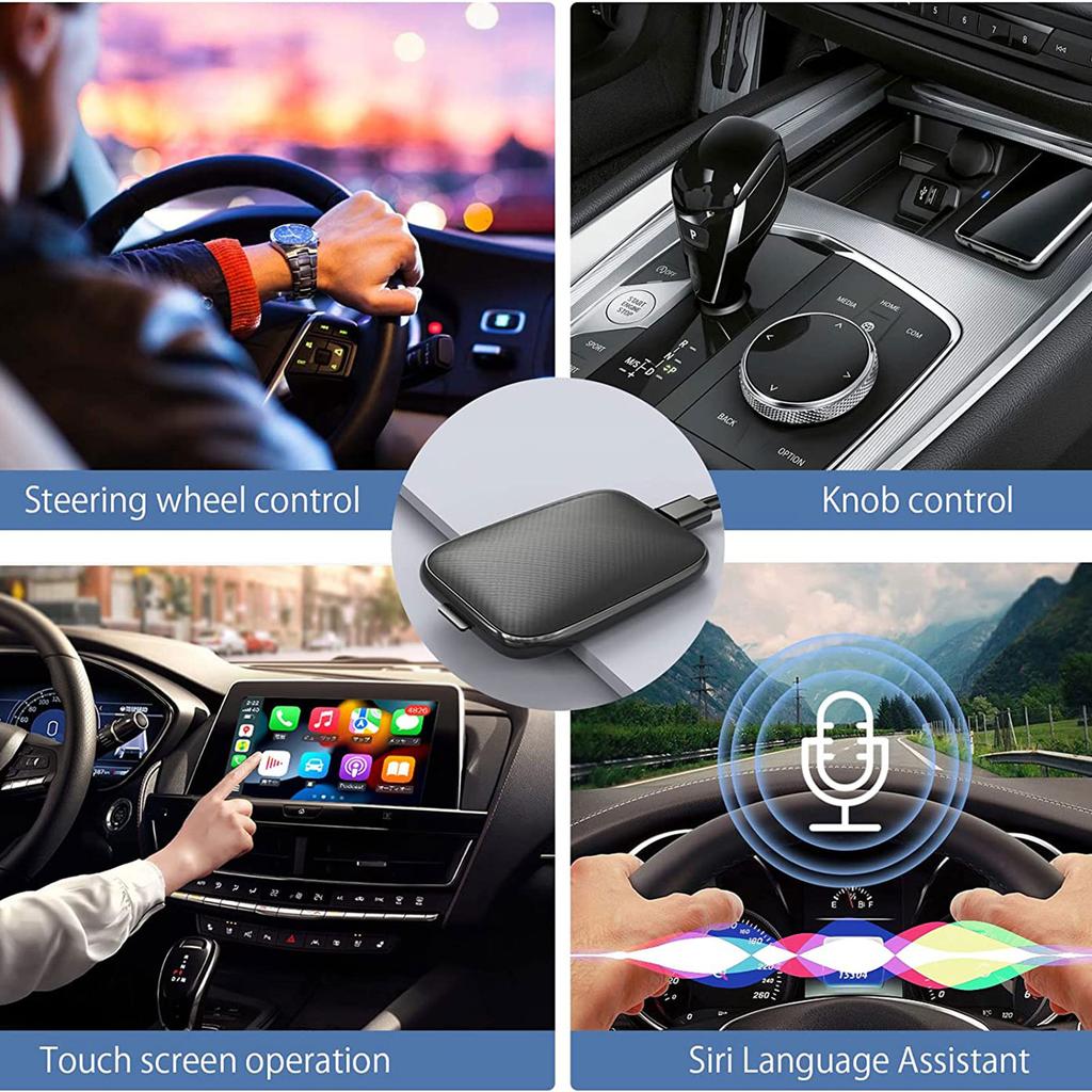 Беспроводной CarPlay USB для экрана автомобиля Поддержка проводного беспроводного мультимедийного плеера USB-подключение Голосовое управление SIRI Карты Autokit