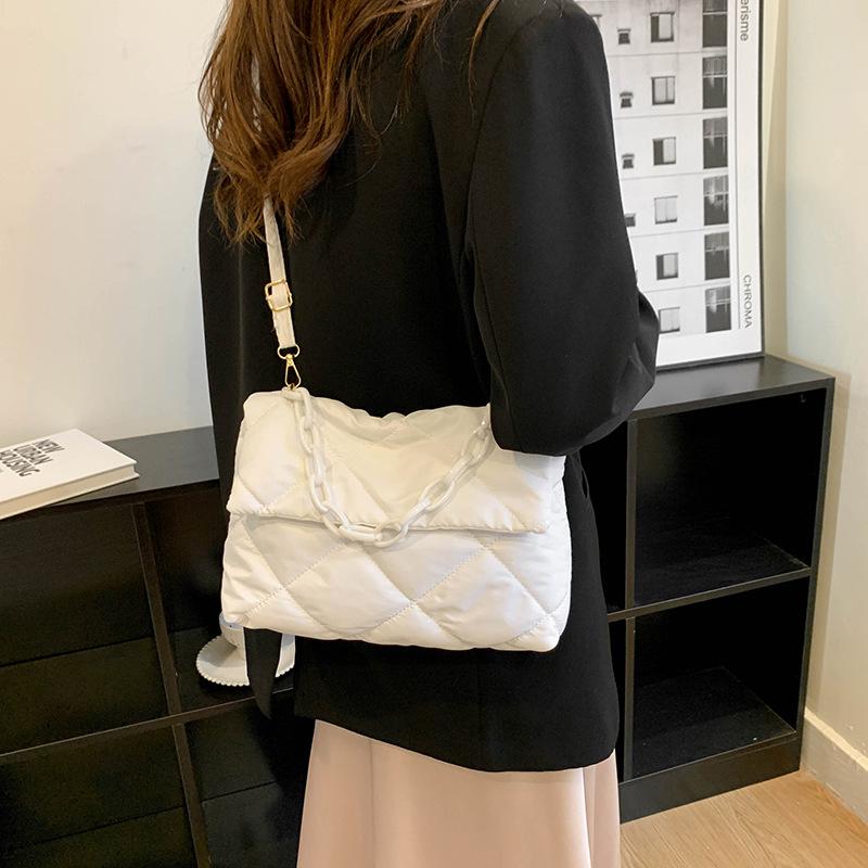 Yogodlns Квадратные сумки через плечо большой вместимости, повседневные женские сумки с цепочкой, модные стеганые универсальные зимние простые сумки для покупок для девочек