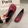 Fashion 2024 PU Patent Leather Shoes Woman Single Shoes Shallow Round Tow Spring Autumn Ballet Flats Shoes Contracted Big Size