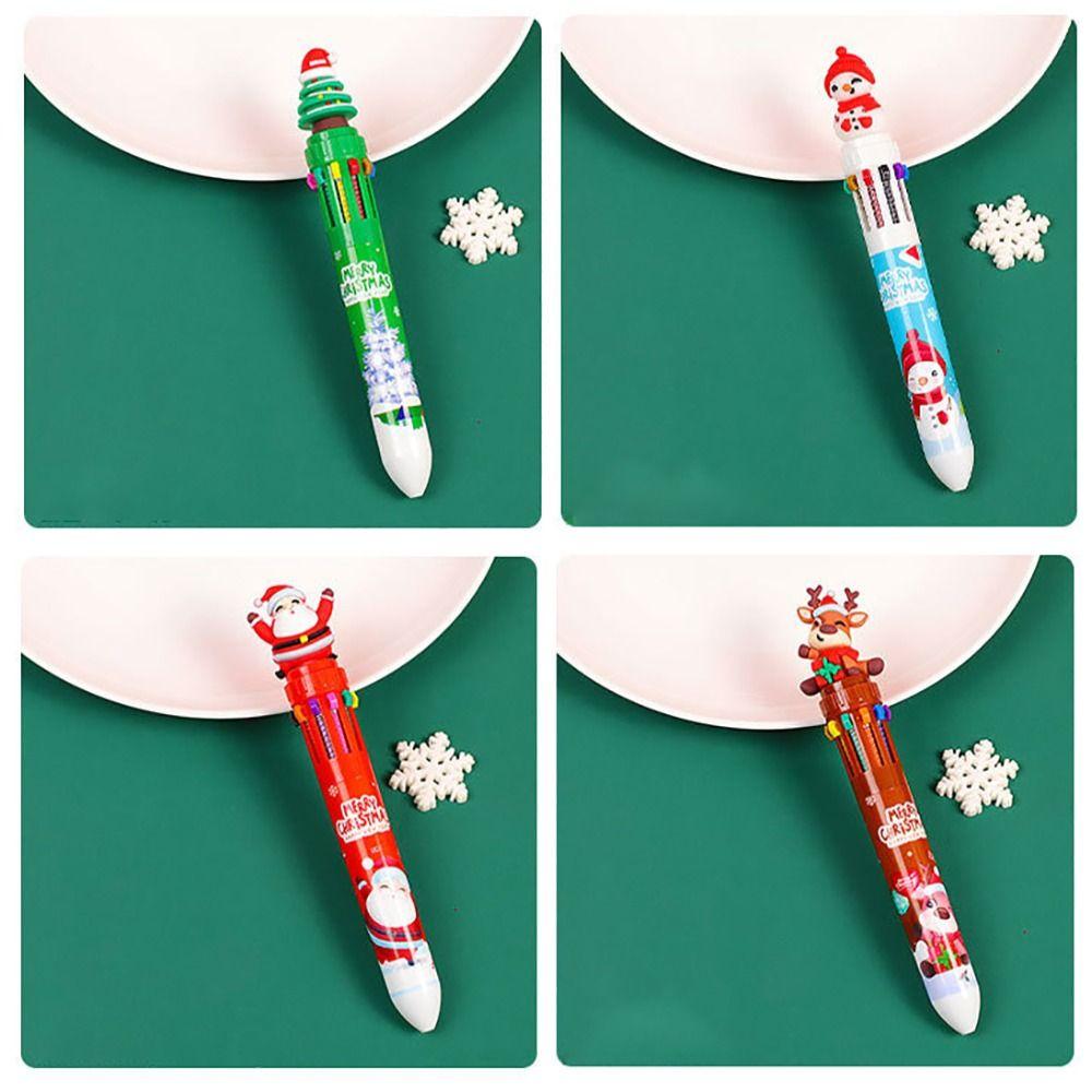 Cartoon Colored Ballpoint Pens Reward Writing Pen NEW Christmas 10 Color Pens