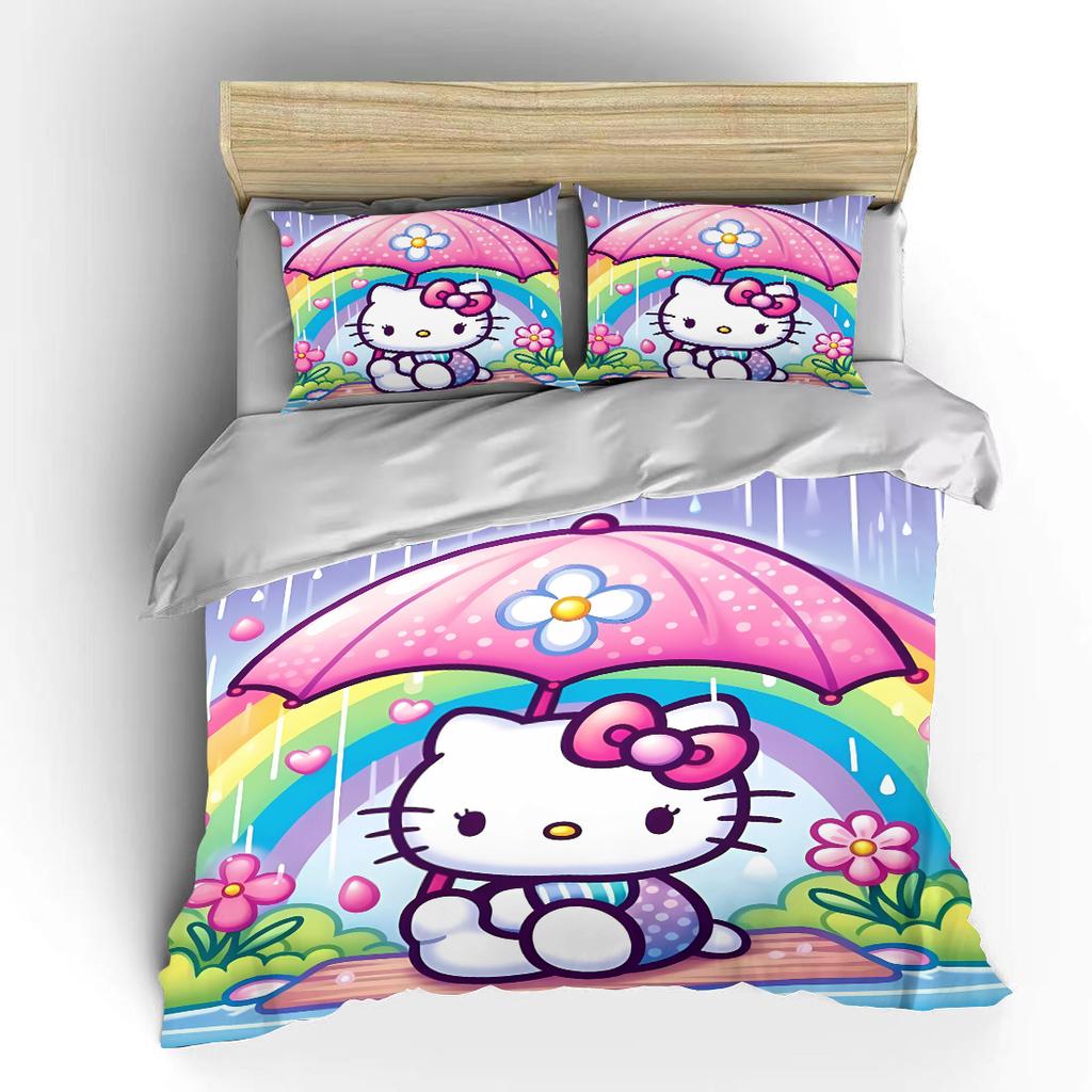 Hello Kitty Sanrio Постельные комплекты Пододеяльник Покрывало Наволочка Комплекты из 2-3 предметов Милое украшение для спальни