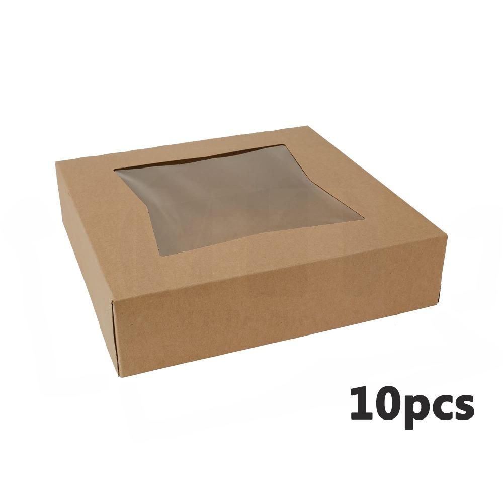 10 шт. подарочных коробок из крафт-бумаги с прозрачным окном, автоматически выдвижные подарочные упаковочные коробки, витрины для Рождества, Дня благодарения, Дня матери, выпускного