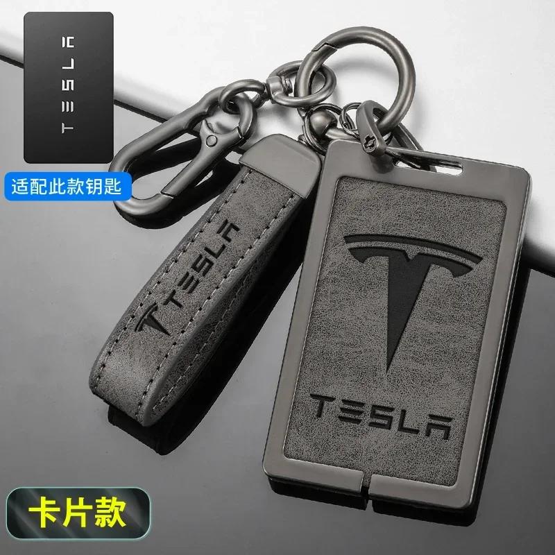 Car Sticker 2025 New Tesla Zinc Alloy Leather Car Smart NFC Card Key Cover Case Protector Shell Fob For Tesla Model 3 S X Y Acce
