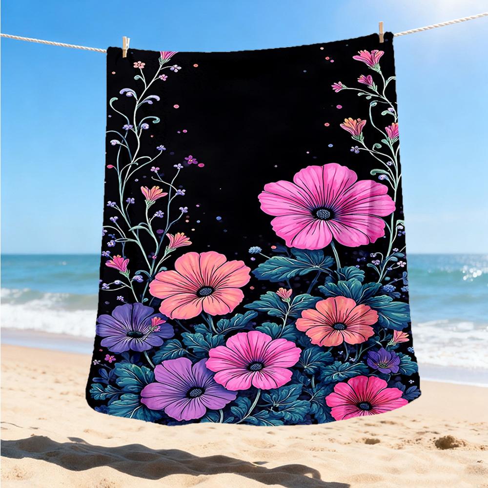 1pc Floral Outdoor Blanket - Soft Flannel Cozy for Travel & Camping - All-Season Warm Bed Cover, Machine Washable yy251229061