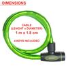 Master Lock Bike Lock Cable, 4 Keys, 100 cm x 18 mm