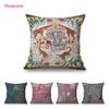 Luxury Classic Flower Pattern Elephant Animal Decorative Cotton Linen Sofa Pillow Cover Modern Aesthetic Art Cushion Cover Case