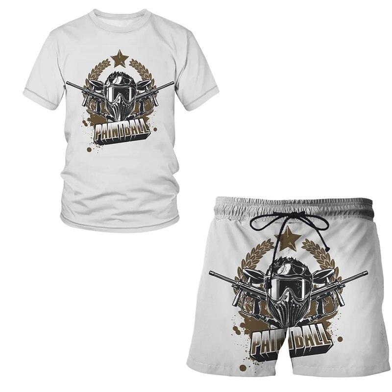 Взрослая европейская и американская серия, пляжная короткая одежда с 3D принтом, летний мужской женский костюм, футболка для мальчиков, шорты, комплект, повседневные топы из 2 предметов