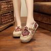 College Style Mori Girl Embroidered Linen Shoes - Old Beijing Cloth with Harajuku Design