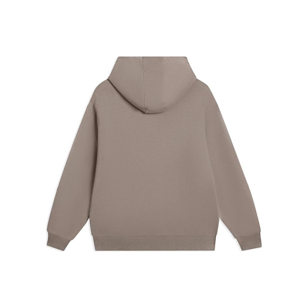 Li-Ning Vital Series Logo Embroidered Cotton Hoodie Unisex Tops Brown AWDSC97-5