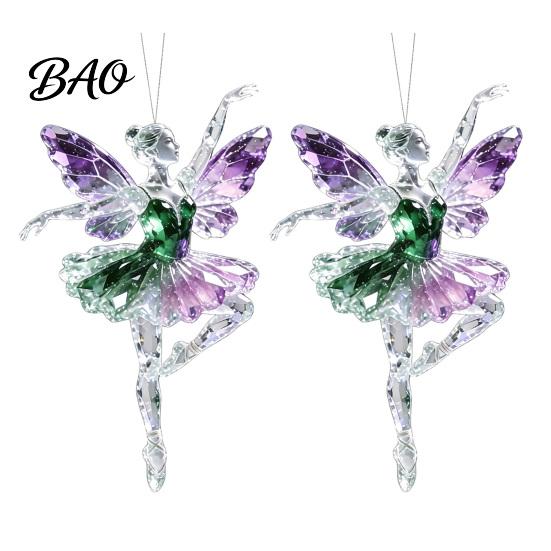 Backpack Bag Charms 2Pcs Glitter Ballet Girl Keychain, 2D Acrylic Hanging Pendant for Backpack, Sparkling Holiday Party Decorations Dancer Car