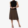 Women Midi Skirt Solid Color A-Line Flared Skirt Elastic High Waist Slimming Office Skirt Comfortable All-Day Wear