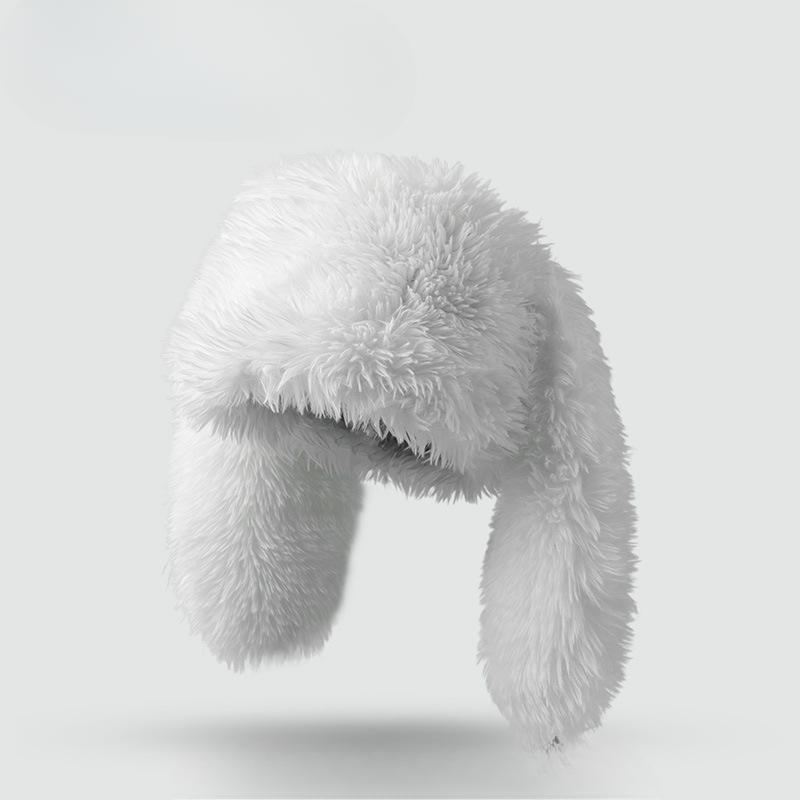 Милая плюшевая шапка с кроличьими ушками для зимы для женщин, утолщенная, теплая, морозостойкая, персонализированная, защита ушей, шапка Baotou