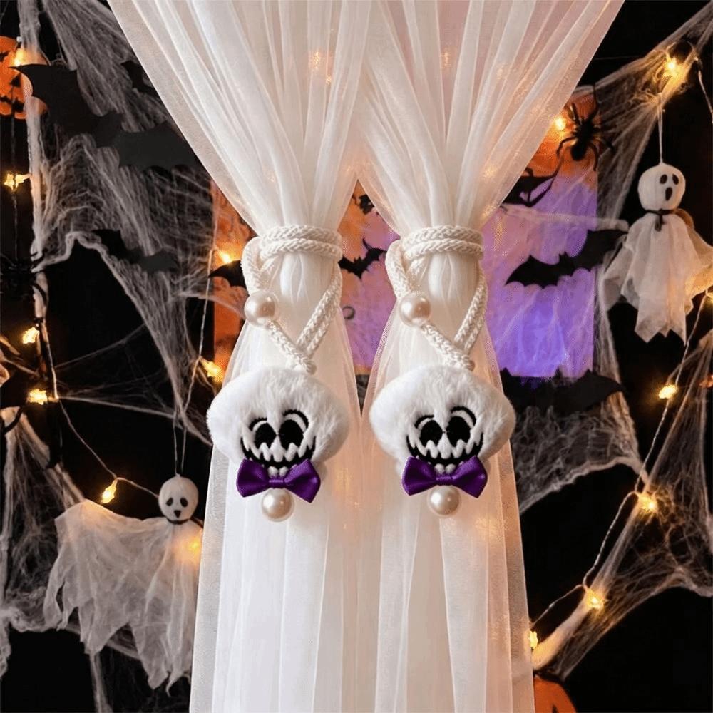 2Pcs Cartoon Halloween Curtain Ties Cute Ghost Curtain Buckles  Holiday Decoration