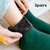 3Pairs/lot Women Winter Warm Thicken Thermal Soft Casual Solid Color Socks Wool Cashmere Home Snow Boots Velvet Home Floor Sock