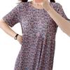 Summer Women Dress Small Flower Print Crew Neck Loose Short Sleeves Pleated Mid-calf Length Pullover Dating Shopping Midi Dress