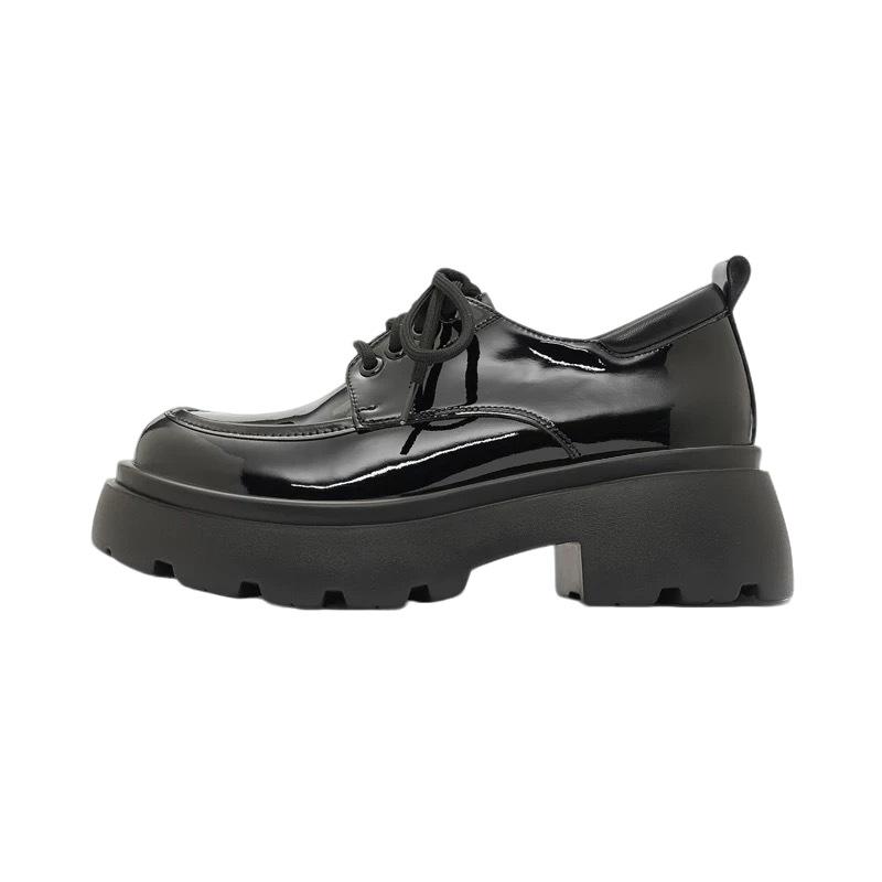 Британский стиль платформа маленькие кожаные туфли женские новые осенние универсальные черные jk одинарные туфли маффин инс