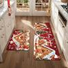 2Pcs Anti Fatigue Kitchen Rugs Christmas Gingerbread Waterproof Non-Slip Thick Cushioned Kitchen Mat Heavy Duty Comfort Standing Mat for Kitchen