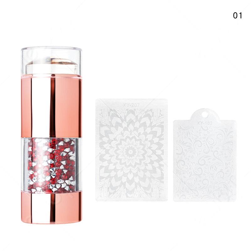 Силиконовые двухсторонние хрустальные ручки для дизайна ногтей и набор пластин для штамповки ногтей