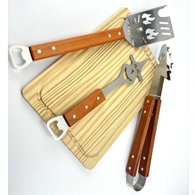 Наборы инструментов для барбекю Комбинированная вилка Ласты для гамбургеров Деревянная ручка Практичный гриль для барбекю