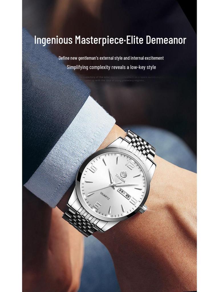 Tianlida Trendy Bestseller Men's Waterproof Quartz Stainless Steel Wristwatch with Date & Week Display