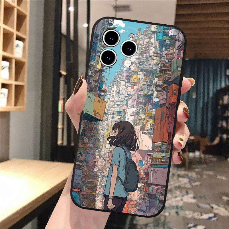 Чехол для телефона с японским аниме-артом для iphone 15 14 Pro Max 13 12 11 Pro Max XSMax XR 12 13 mini 14 Plus Shell