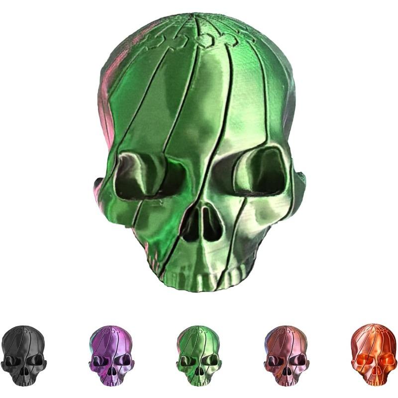 3D Printed Twisty Skull Fidget Toy, 3D Printed Skeleton, Rotating Clicker Fidget, Skull Sensory Toy for Stress Relief,, Halloween Gothic Novelty Gift