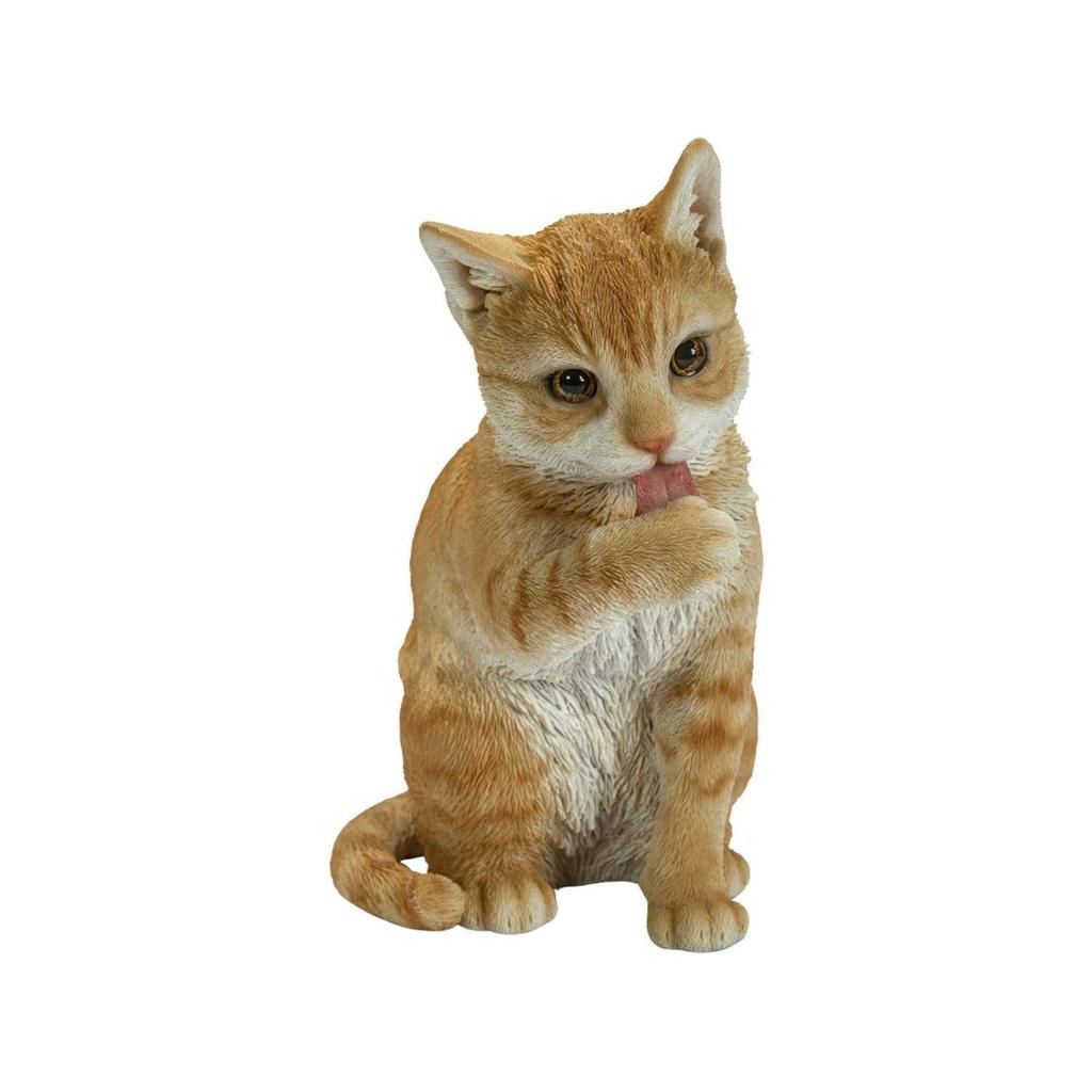 Woobia Brown Tabby Cat Licking Its Paws 22 X 14 X 24 Cm Doll Figure Ornament Animal Garden Decoration Cat H23029