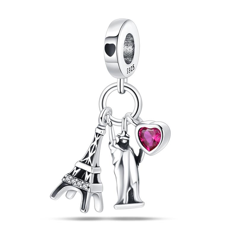 Copper Eiffel Tower Triumphal Arch Famous Architectural Charms Beads Fit Pan Original Bracelets Diy Fine Jewelry