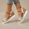 Direct Sales Summer New One-word Strap Weaving Large Size Wedge Heel Platform Women's Sandals