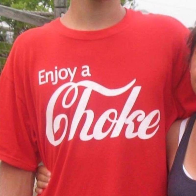 enjoy A Choke Funny English ShortSleeve TShirt Pure Cotton HalfSleeve Trendy Niche Design Unisex Clothing