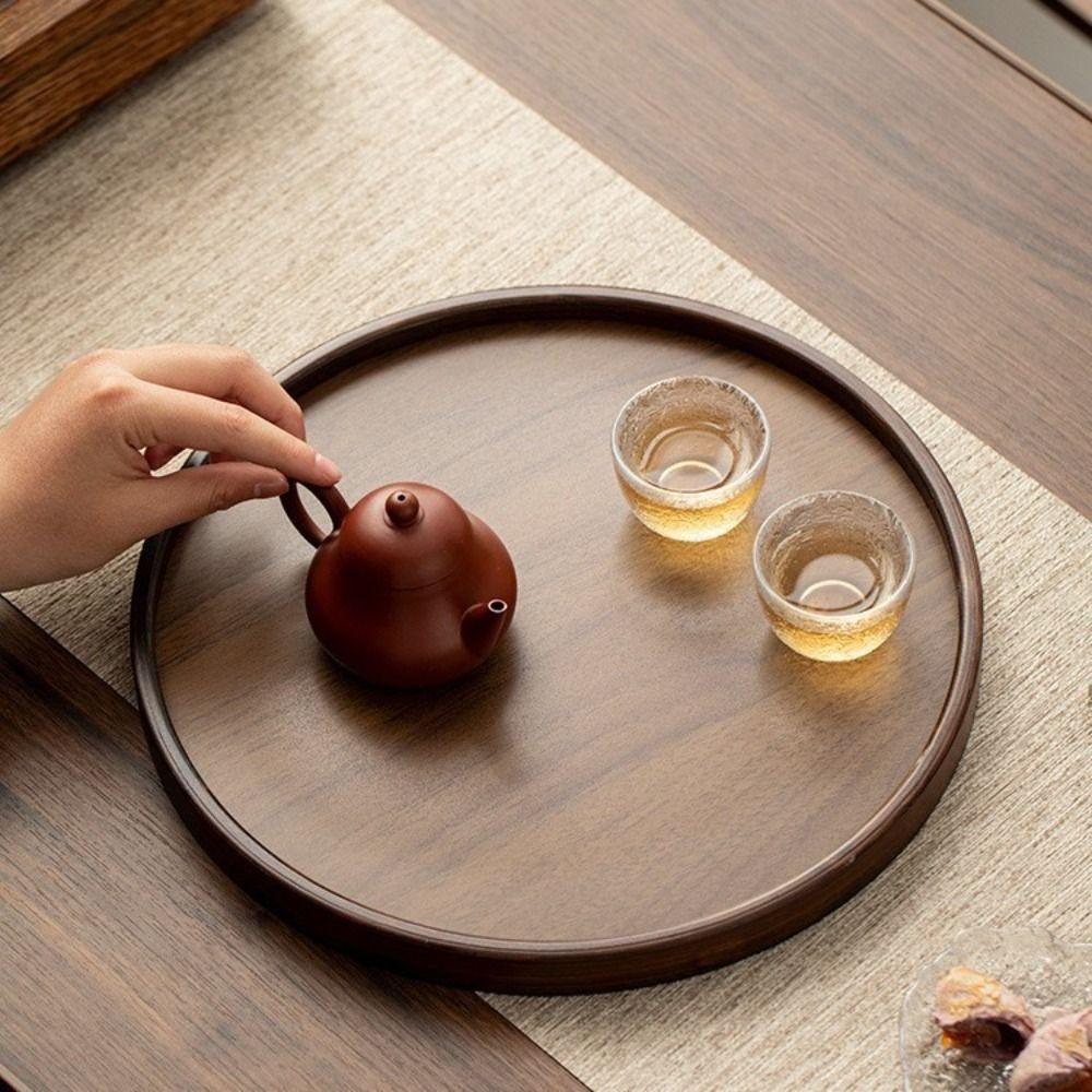 Round Food Storage Trays Wooden Dessert Pallet Decorate Tray Food Dish Home