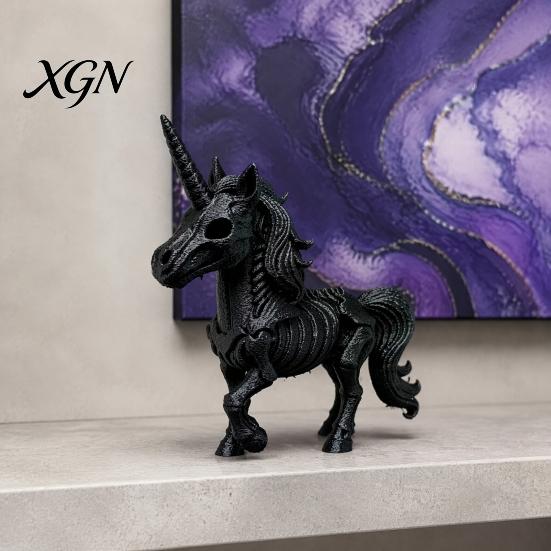 Dark Fantasy Home Decor 3D Printed Horse Skeleton Ornament, Horns Bone Statue, Creative Spooky Interior Ornament PLA Crafts for Halloween And Haunted