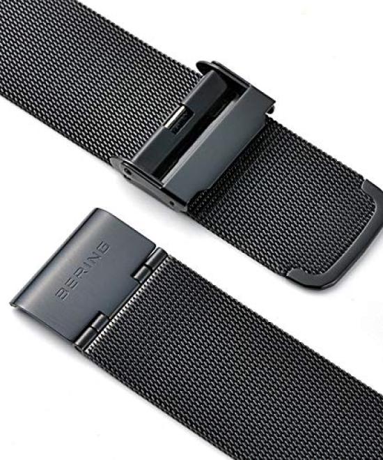 BERING Солнечные Мужские и Женские (унисекс) Черный x Розовое золото Сетчатый ремешок из нержавеющей стали Сапфировое стекло 16439-166 Оригинальный импортный продукт 3 года гарантии