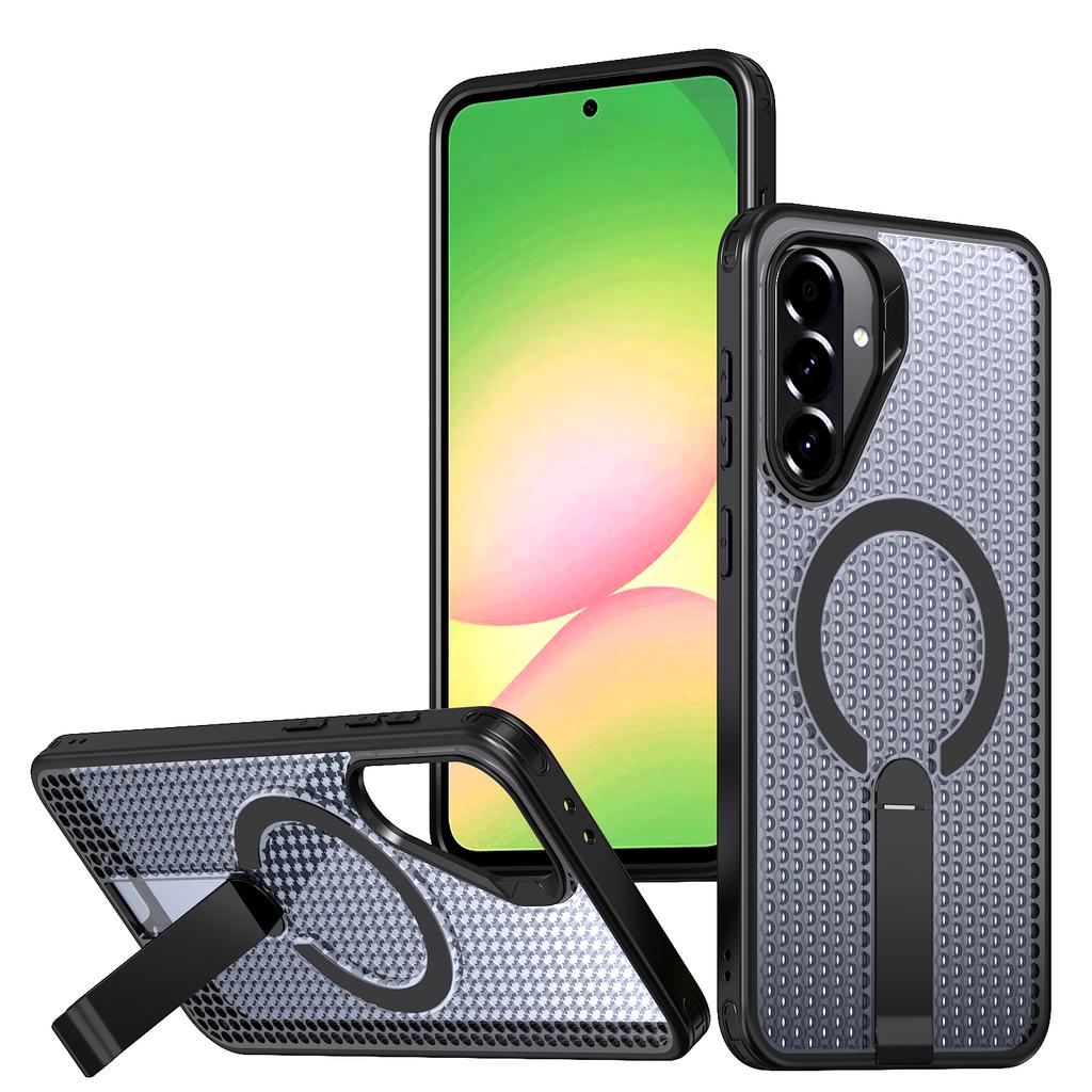 Чехол для Samsung Galaxy A56 A36 A26 A16 A06 A55 A35 A15 A05 5G с рассеиванием тепла, дышащий, с держателем, магнитная беспроводная зарядка, чехол