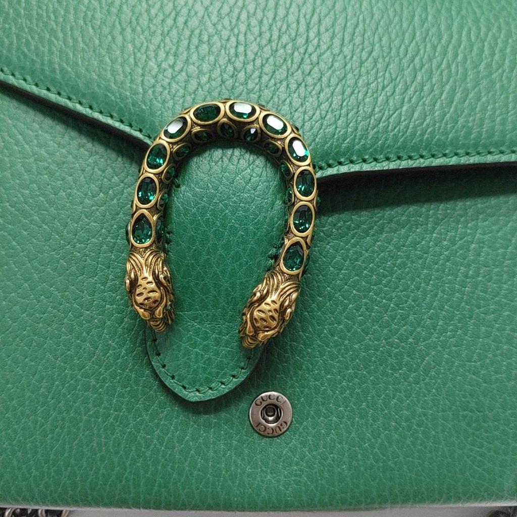 [Pre-Owned] Dionysus Double Tiger Head Buckle Chain Shoulder Leather Wallet Crossbody Bag - Excellent #4AS5CL