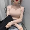 Half High Collar Lace Patchwork Hollow Sweater for Women's Autumn and Winter Slim Fit Knitted Top