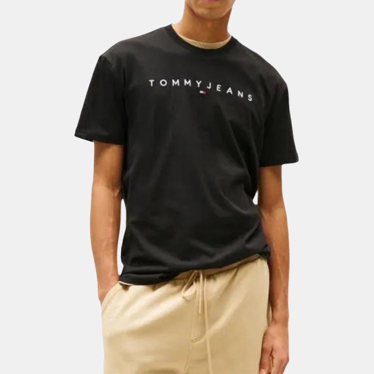 Tommy Hilfiger Свитшот с логотипом-буквой, круглый вырез, короткий рукав, мужская одежда DM0DM20744-BDS