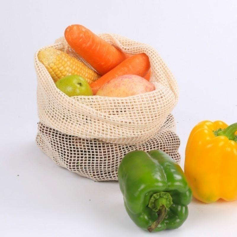 S / M / L Многоразовая сумка для продуктов, которую можно стирать, экологически чистая, натуральная хлопковая сетчатая сумка
