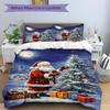 Santa Decorates Christmas Tree Print 3Pcs Bedding Set,Duvet Cover with 2 Bedro,Pillowcase Home Birthday Gift