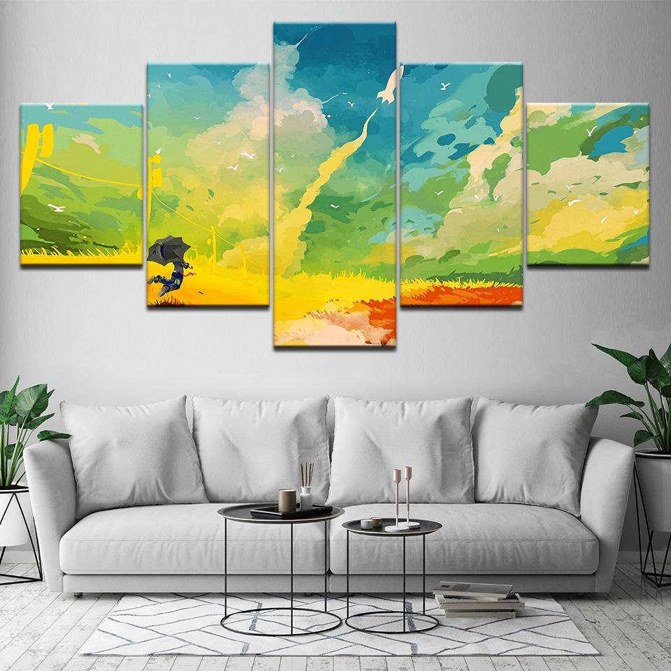 Blue Green Yellow Red color 5 Piece Wallpapers Art Canvas Print modern Poster Modular art painting for Living Room Home Decor