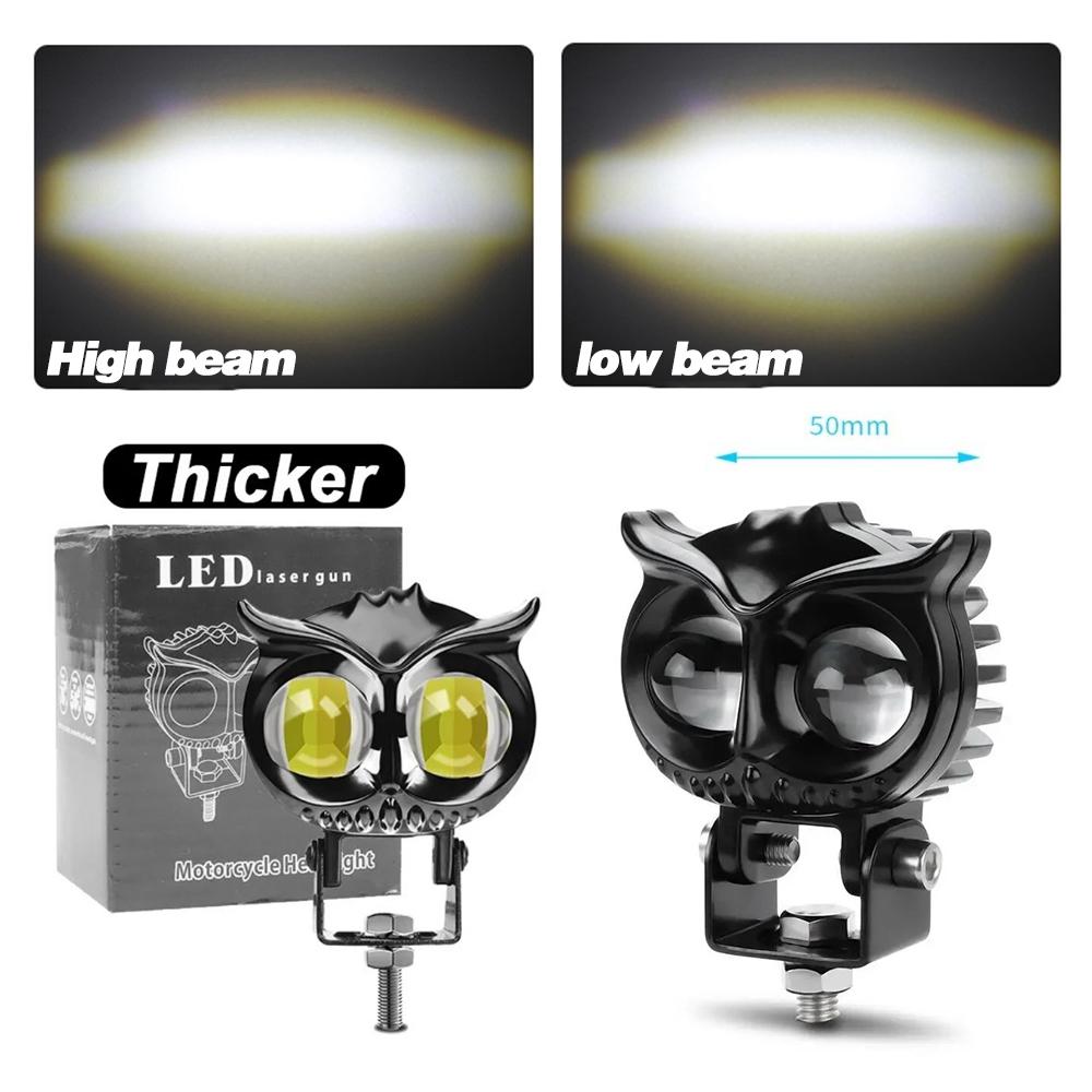 Светодиодная фара для мотоцикла, рабочий свет Owl 6000K 3500K, белый, желтый, противотуманные фары для автомобиля, UTV, грузовика, внедорожника, светодиодный прожектор 12-80 В