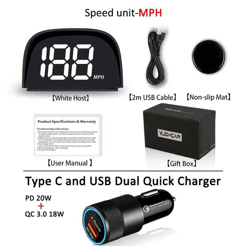 Vjoycar New GPS HUD Digital Speedometer Display 2-Color Plug and Play Big Font Car Electronics Accessories for All Cars