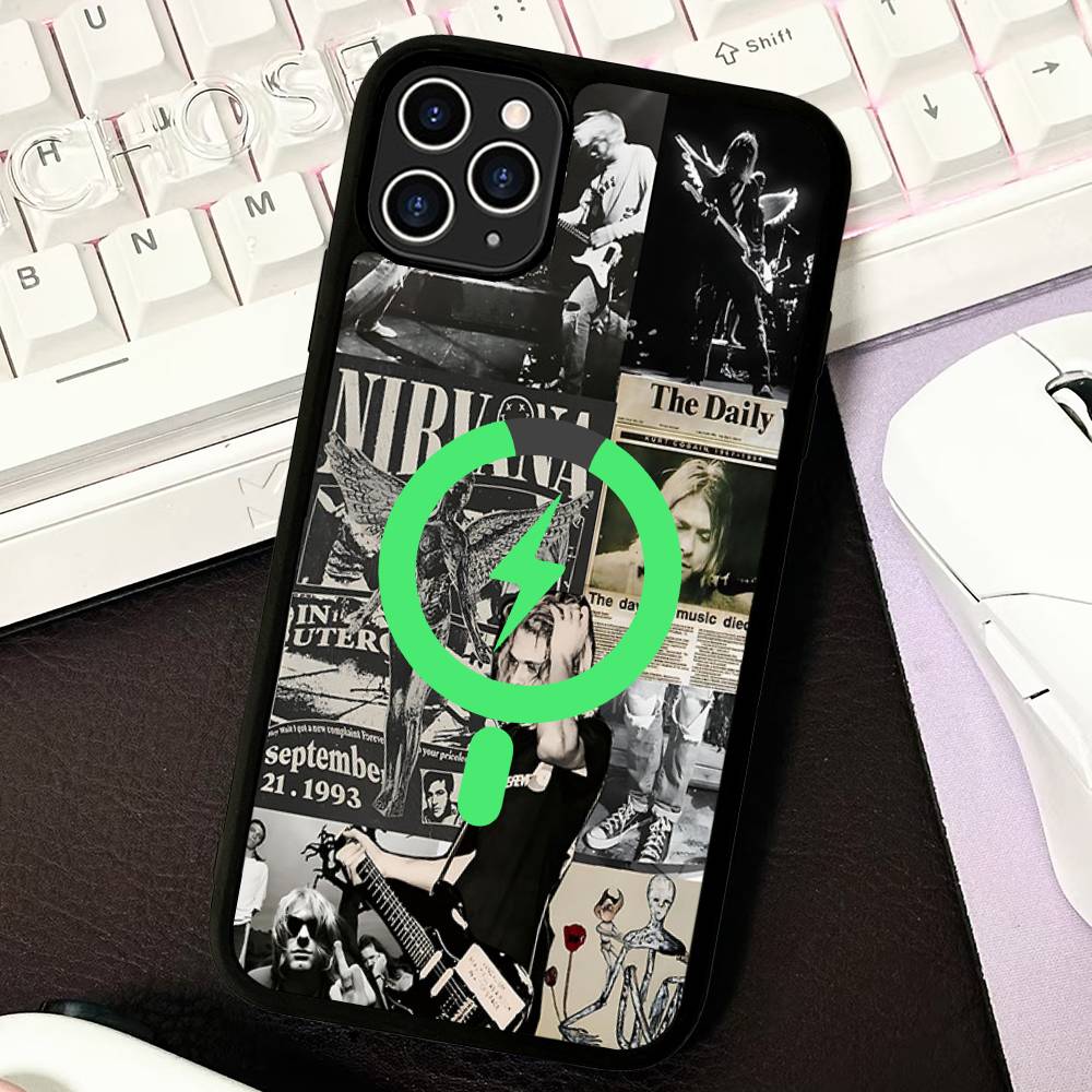 Чехол-магнитный беспроводной чехол для телефона Rock Classic N-Nirvana Band Для IPhone 17 16 15 14 13 12 11 Pro Max Для Magsafe