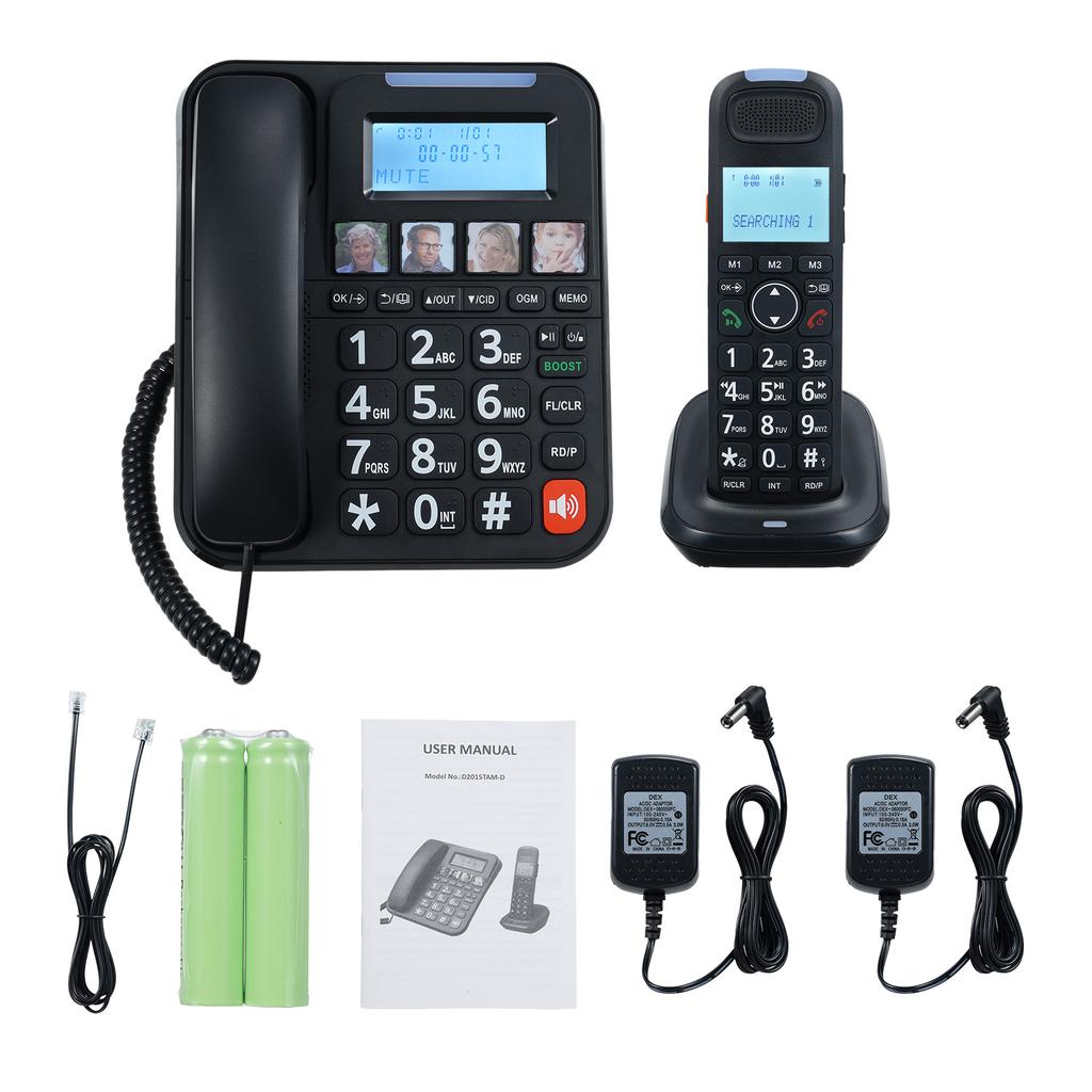 Расширяемая телефонная система D2015 TAM, проводная беспроводная телефонная система с большими кнопками ответа на телефонный звонок