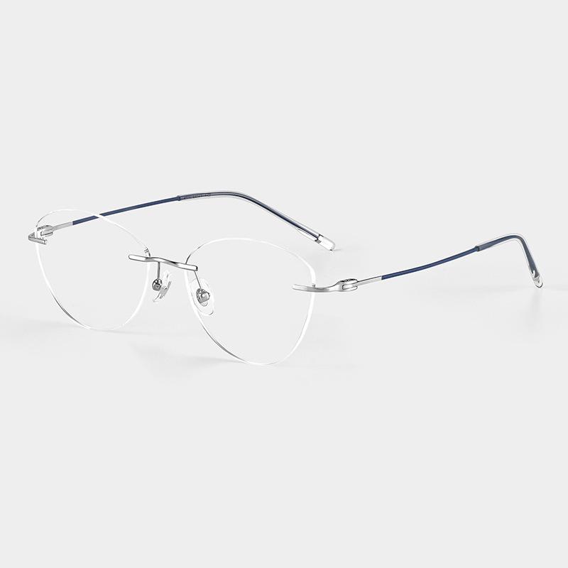 Butterfly-shaped ultra-light pure titanium rimless glasses for women, with a sophisticated and elegant design, suitable for nearsightedness and can